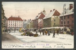Carte P de 1930 (La Chaux-de-Fonds / Marché et Place Neuve)