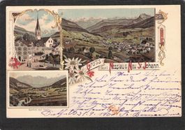 ^Lithografie Gruss aus Nesslau Neu St. Johann , gel. 1900