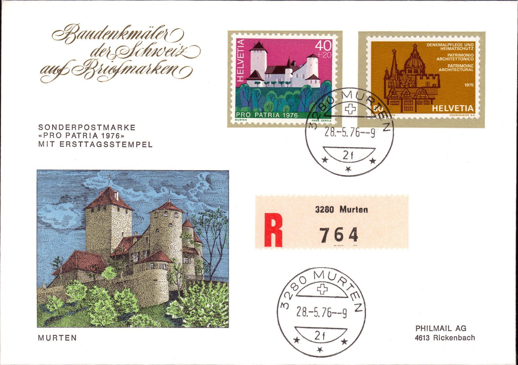 Alle Briefmarken: 1976 schönes Pro Patria Set – Gebraucht aus Eggersriet von stamp303 4