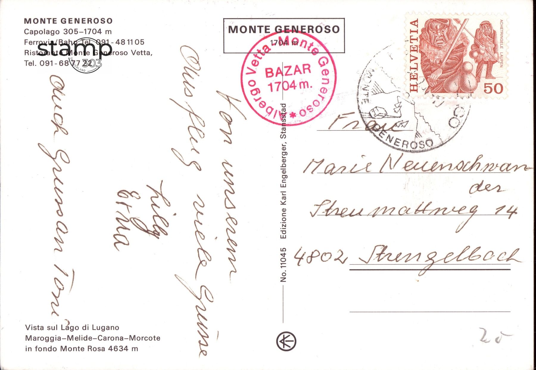 Cartoline postali: AK Monte Generoso_Bahn – Usato da Eggersriet venduto da stamp303 1