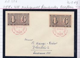 258+W15 portogerecht frankiertes Brieflein, Stpl. 20.9.43