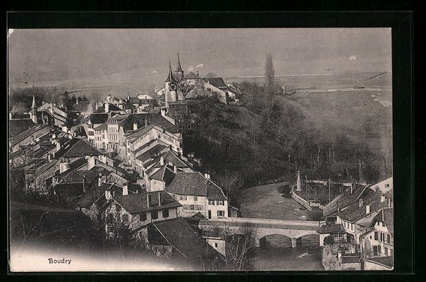 Cartoline postali: AK Boudry, Gesamtansicht, 1906 – Usato da Berlin venduto da bartko-reher