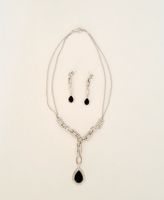 Carat parure collier et boucles, argent, onyx, zirconia