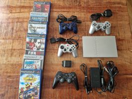 PlayStation 2 Slim Silber Komplettset
