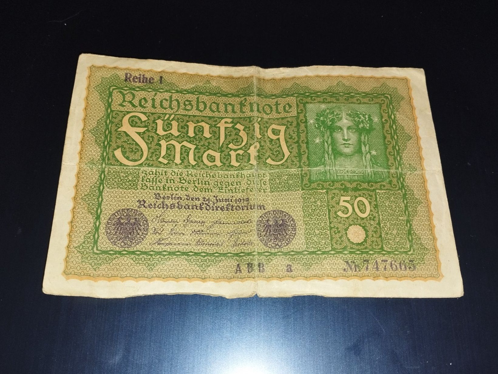 Banknoten: Billet 50 Mark, Allemagne 1919 – Gebraucht aus Collombey von Anoushka83