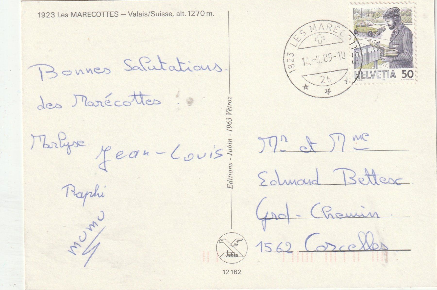 Cartoline postali: Les Marcottes VS – Usato da Lumbrein venduto da made02 1
