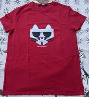 Karl Lagerfeld T-Shirt Gr.S Rot - Coole Katze für den Sommer