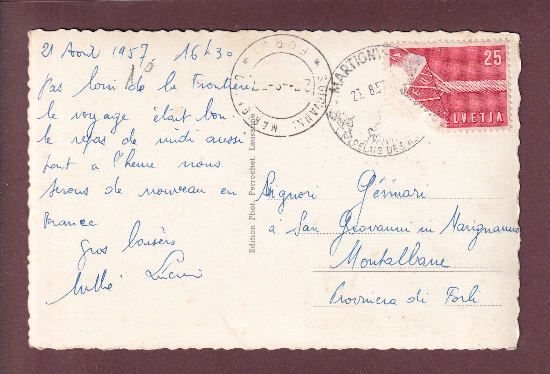 Cartes postales: CHATELARD - Frontière - 1957 – D'occasion à Pully par nicecards 1