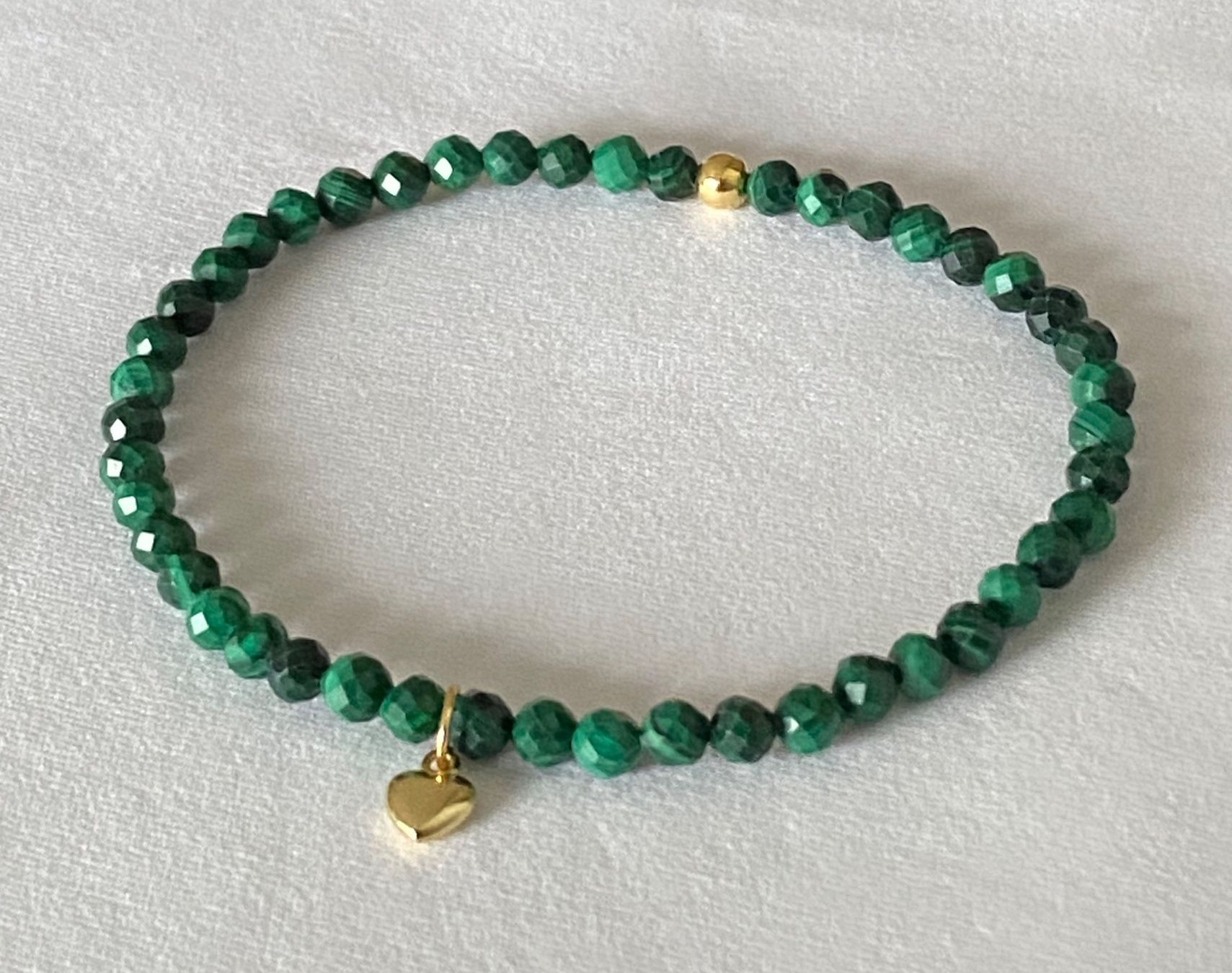 Bracciali & Braccialetti: Edelstein Armband echter Malachit Gold Silber auf Mass – Nuovo e nell'imballaggio originale da Zuzwil SG venduto da Lemliskat 1