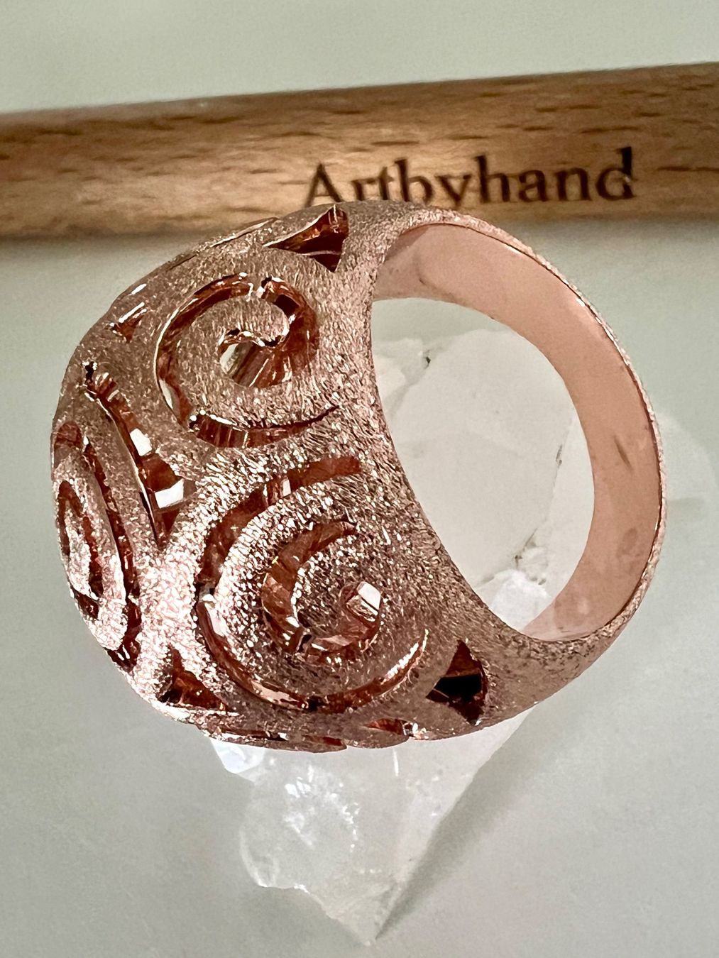 Anelli: Statement Ring Roségolden Spiral Design durchbrochen Gr. 62 – Usato da Ruswil venduto da artbyhand 2
