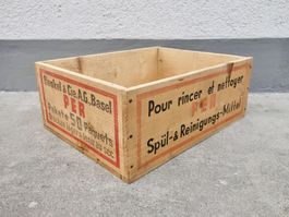 alte Holzkiste Kiste HENKEL & CIE BASEL PER SEIFENKISTE