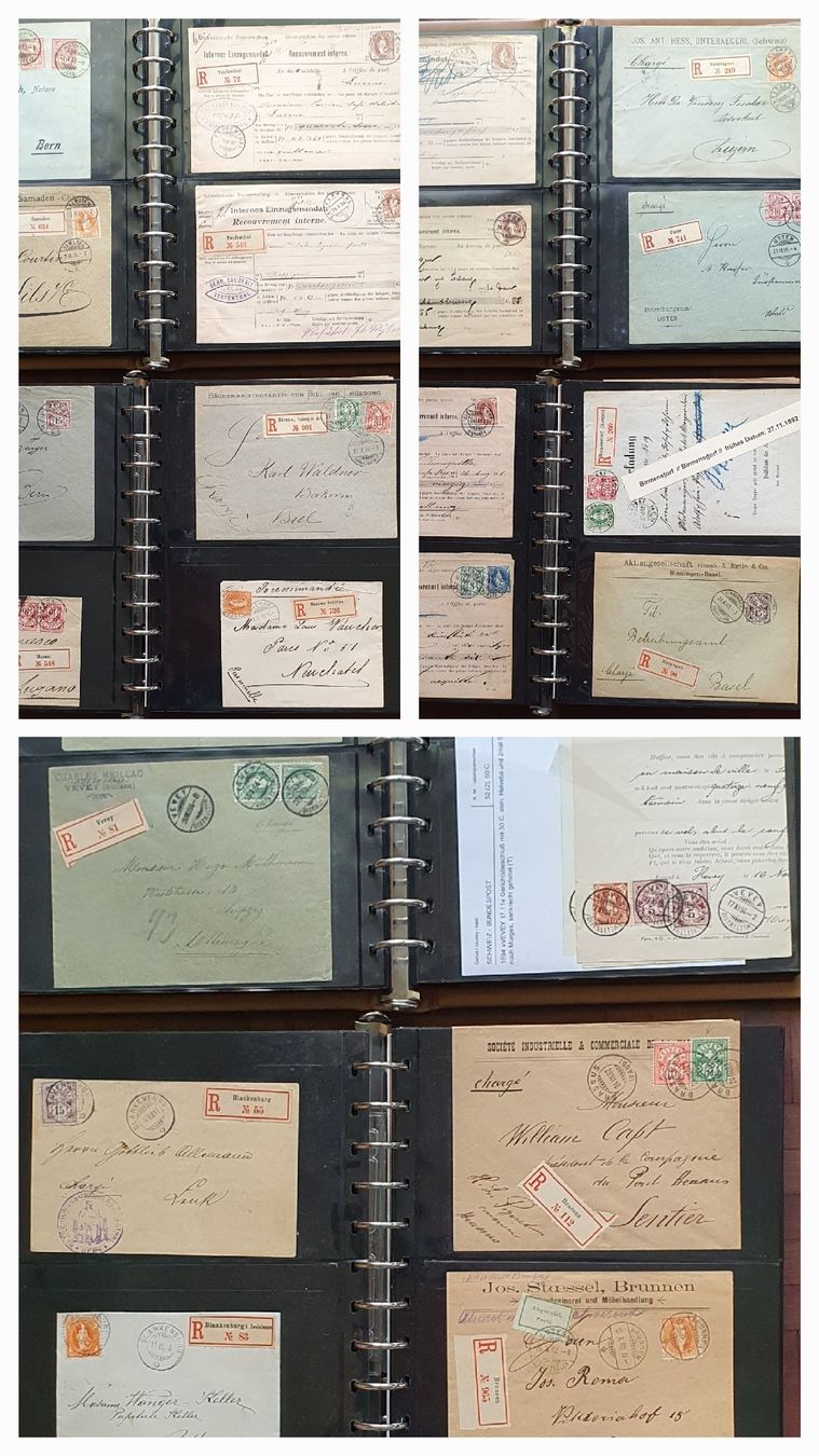 Alle Briefmarken: 159 Briefe Stehnde Helvetia - Ziffermuster R-ZETTEL – Gebraucht aus Kreuzlingen von Rschweiz1 2
