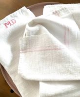 🟢 2x Linge Ancien Brodé Bestickte antike Wäsche Shabby chic