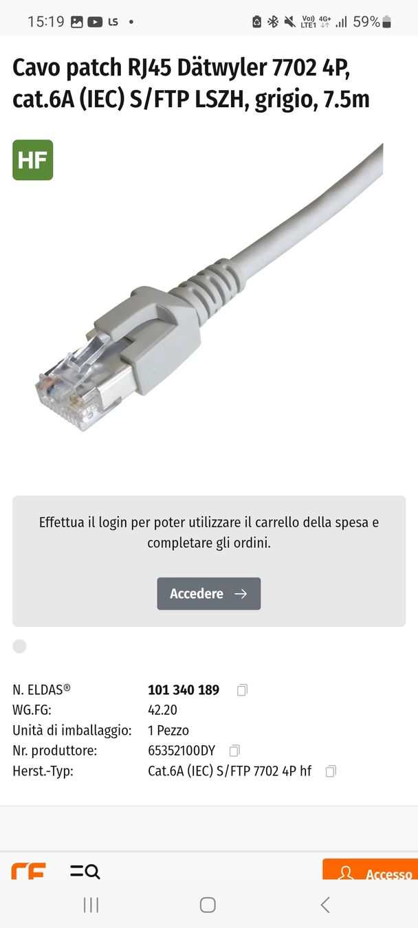 Dätwyler Cavi: 36 Stk. Patchkabel 7.5m Dätwyler, 7702 Halogenfrei Kat.6a – Nuovo e nell'imballaggio originale da Zürich venduto da dav_n8m7