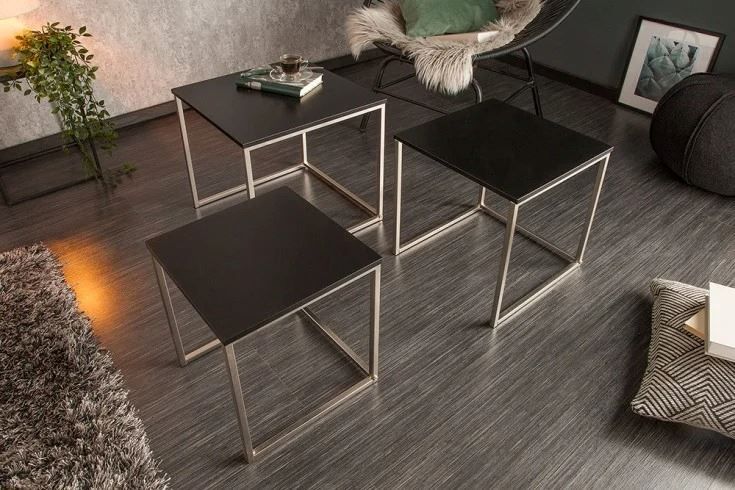 Tavoli: Design Beistelltisch 3er Set Edelstahl – Nuovo e nell'imballaggio originale da Winterthur venduto da aredo 3