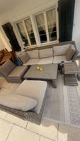 Polyrattan Loungemoebel Set mit Tisch und Hocker 5-teilig