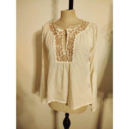 Weisses, bestickte Baumwollbluse