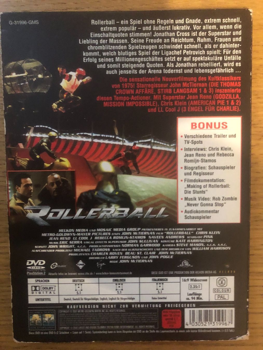 Tutti i DVDs: Rollerball (2002) – Usato da Seewen SO venduto da DVD-Movie-Fan 1