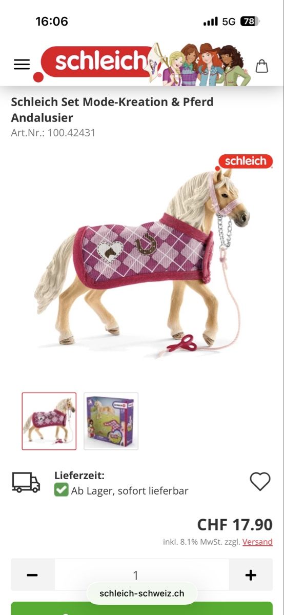 Schleich Spielzeuge: Schleich Mode Kreation & Andalusier – Gebraucht aus Riedholz von Elch121