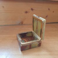 Vintage Schmuckschatulle, grün brauner Onyx
