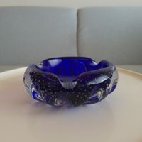 1972 Schweden "Aseda Glasbruk" Aschenbecher aus blauem Glas