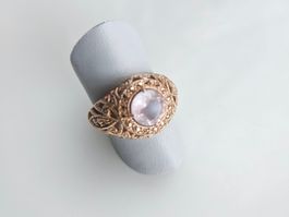 Silberring vergoldet mit Rosen Quarz Grösse 54
