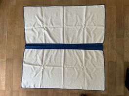 Tischdecke:Leinen Weiss Blau Gehäkelt Vintage Top Zustand