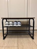 Schuhregal mit Sitzbank, Metall/Holz, 1 bis 4 Stück