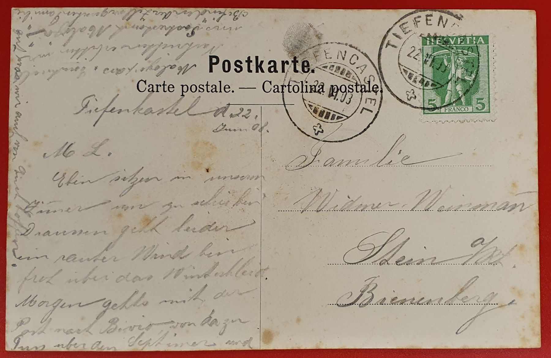 Cartoline postali: Tiefenkastel 1903 – Usato da Kreuzlingen venduto da Rschweiz1 1