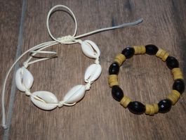 Bracelets - Lot de 2 bracelets coquillages et bois