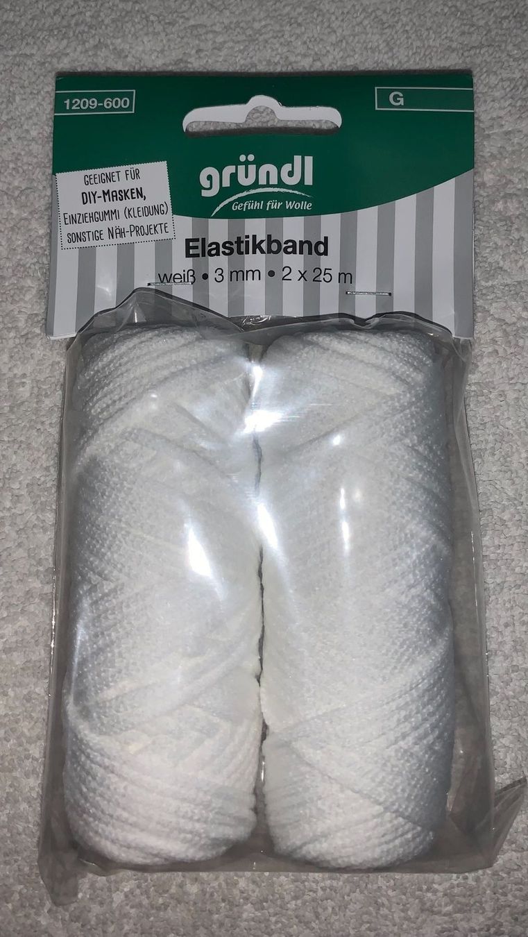 Sonstiges zum Basteln & Handarbeiten: Elastikband 2x25m 3mm Weiß Band elastik Gummi nähen basteln – Neu und originalverpackt aus Buchs SG von Billikatze5