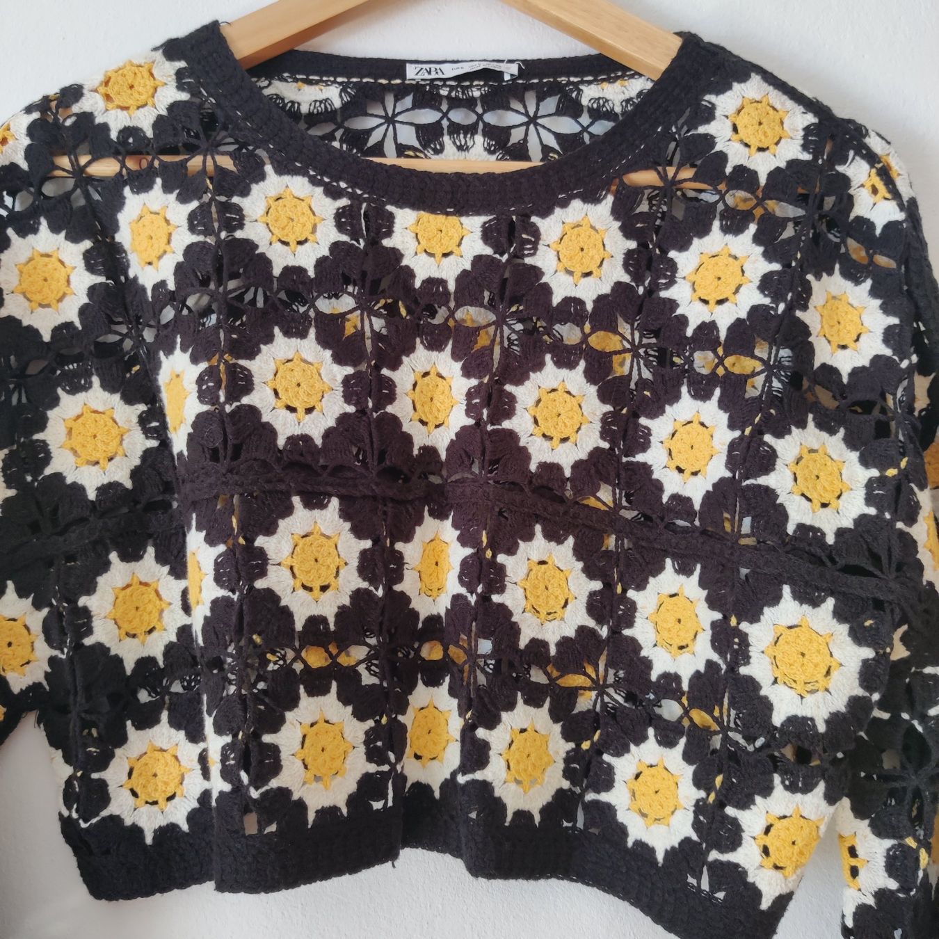 Zara Maglioni & Felpe: ZARA Boho Häckel Top Pulli Shirt Bluse kurz Patchwork Gr.S – Usato da Winterthur venduto da Lotusherz 1