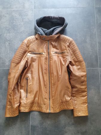 Lederjacke mit Stoffeinsatz/Kapuze herausnehmbar (RV)