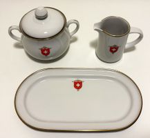 Langenthal Porzellan weiss mit Schweizer Wappen Zuckerdose