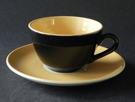 Altes Espressoset schwarz-ocker farbig
