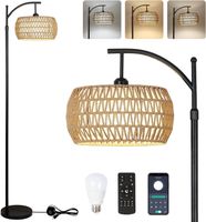 Rattan LED Stehlampe Dimmbar mit Fernbedienung & App