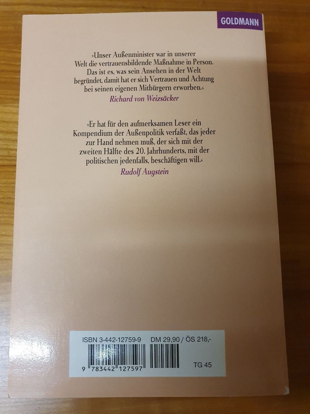 Bücher: Hans Dietrich Genscher - Erinnerungen – Gebraucht aus Oberdorf BL von BaldenEagle 1