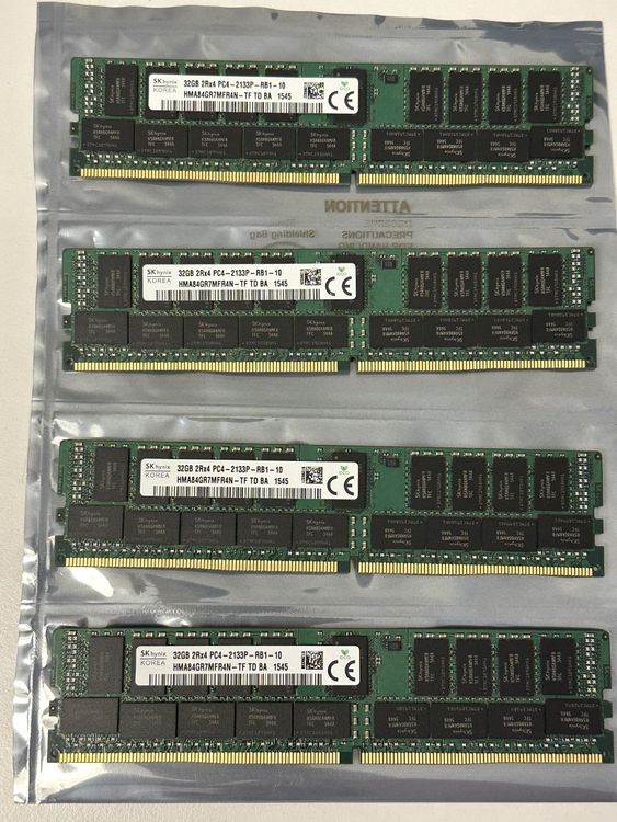 thumbnail image 2 of SK Hynix 128GB Server RAM Kit – 4x32GB 2Rx4 DDR4-2400 ECC Registered, Refurbished 2 of 2