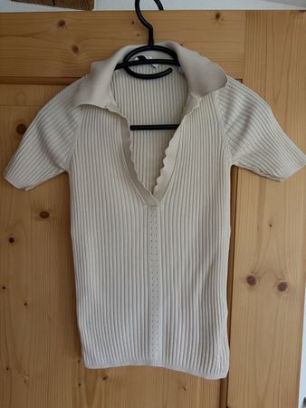 Sandro Paris Stricktop Kurzarm beige Gr.0 Top Zustand