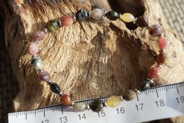 Turmalin Multi Color   6.6mm   Armband mit  925 Silberteilen