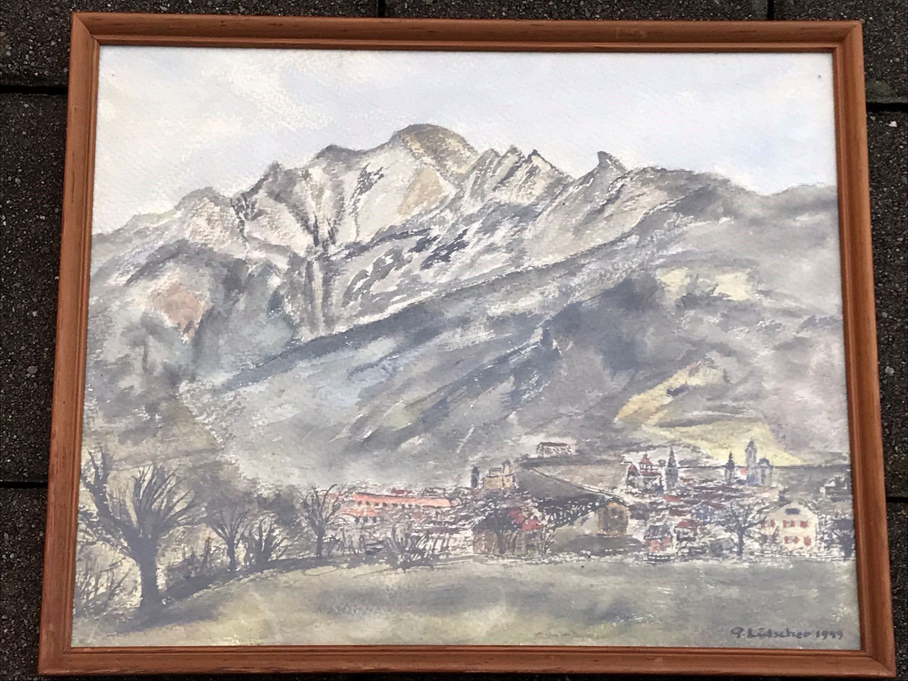 Dipinti: Maienfeld Gemälde Aquarell Original – Usato da Vaduz venduto da Unikate-Markt