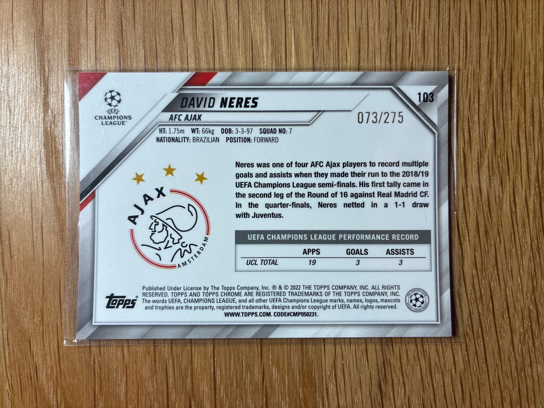 Topps Carte collezionabili: Topps Chrome David Neres /275 – Usato da Wangenried venduto da Garagara 1