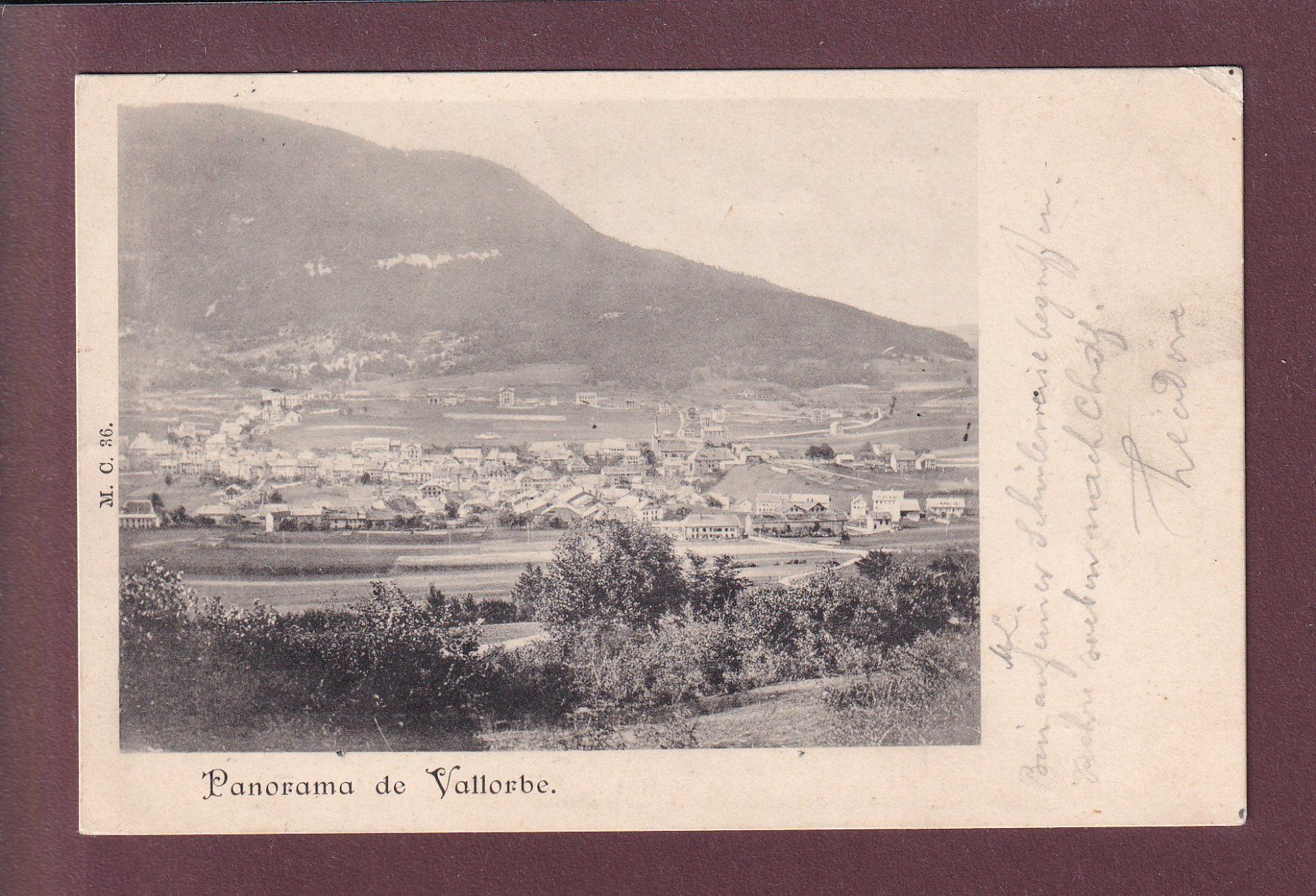 Cartoline postali: Panorama de VALLORBE - 1902 Oblitération linéaire – Usato da Pully venduto da nicecards