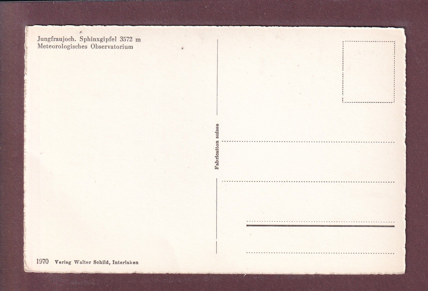 Ansichtskarten: Jungfraujoch - SPHINXGIPFEL - Observatorium – Gebraucht aus Pully von nicecards 1