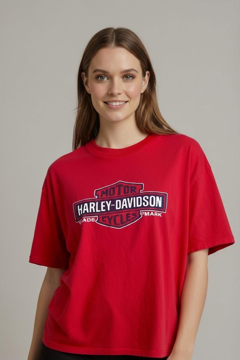 Harley-Davidson T-shirt: Harley-Davidson Rotes T-Shirt - Größe L – Usato da Zug venduto da vinokilo