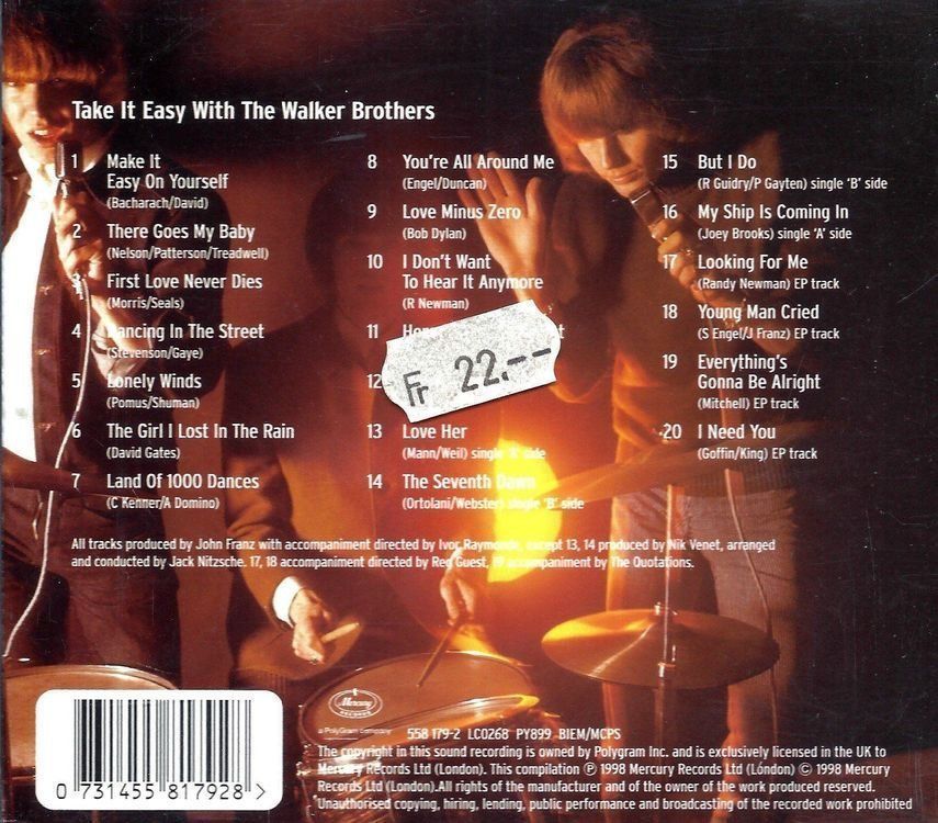 CDs: Walker Brothers TAKE IT EASY Gary + John + Scott  Walker CD – Gebraucht aus Kandergrund von Sososo 1