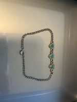 Armband Silber mit drei Herzanhängern türkis gebraucht