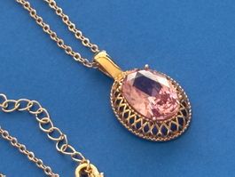 Luxus Elegante Zirkonia Kette Farbe: Rosa