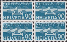 1932, F18, ** postfrischer Viererblock Abrüst'ko GENF, 120.-