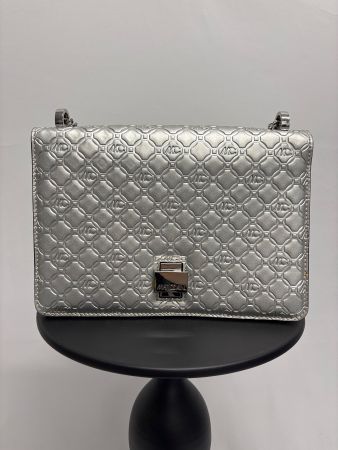 Marc Cain Handtasche Silber Ledertasche Crossbody Kette
